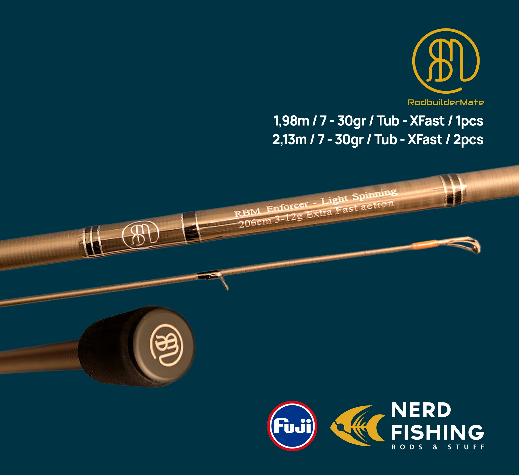 7-30gr Tub - XFast 1 - 2pcs final Καλάμι Light Spinning "RBM Enforcer" Tubular Tip 7-30gr - Image 1